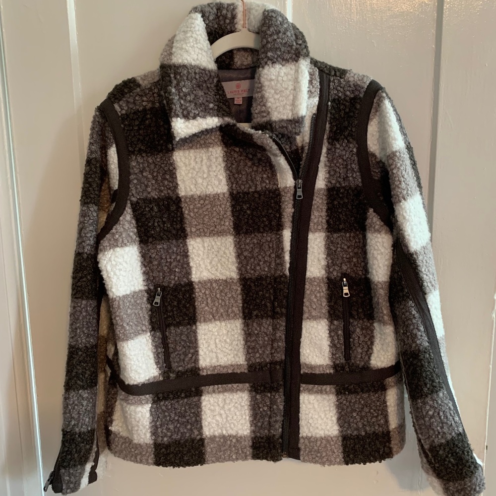 Laurie Felt Check Zip Front Moto Jacket